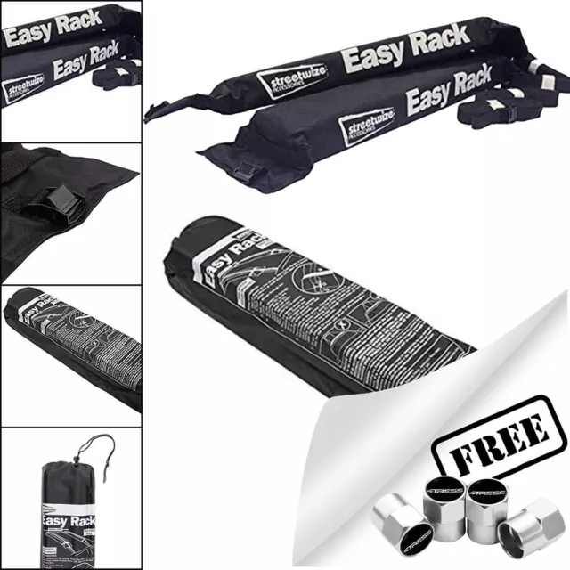 Easy Rack Soft Cushioned Car Roof Rack Easy To Fit 65kg Max Load SWRB6. Caps✅