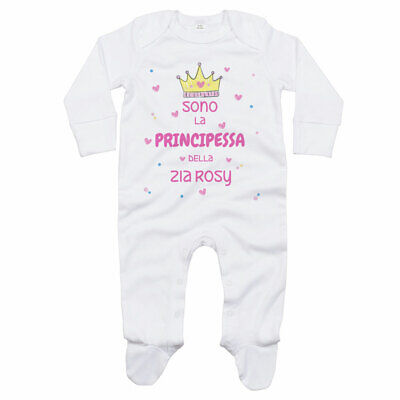 Tutina neonata personalizzata con nome sono la principessa di zia con corona ...