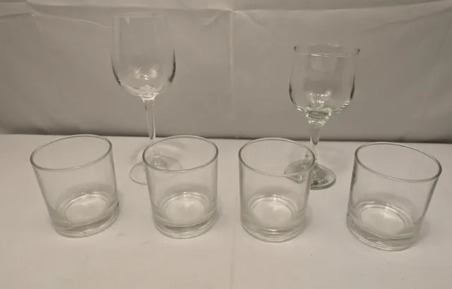 Six Vintage Drinking Glasse, ARC Tumblers X 4 Rona Wine Glass X 1 VGC Arcoroc