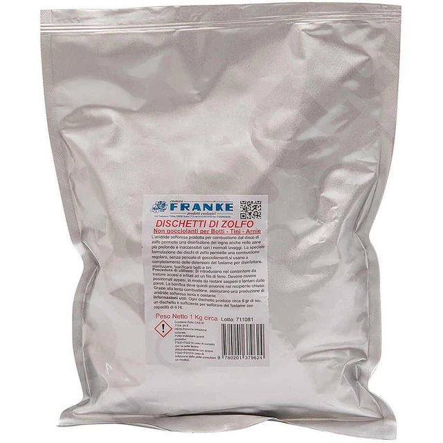 ZOLFO A DISCHI 1 Kg - Per sterilizzare, disinfettare e bonificare botti e tini