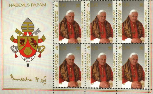 Vatican City #1295-97 MNH 3-SS (9 total stamps) Pope Benedict XVI 3