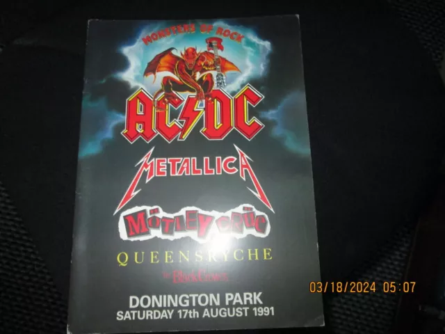 Monsters Of Rock 1991 Programme – AC/DC, Metallica, Motley Crue, Queensryche