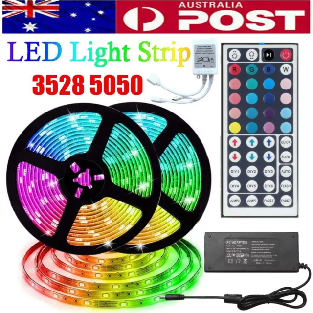 30M RGB LED Strip Lights 5M 10M 20M 3528 5050 44Key IR Remote 12V Power Supply