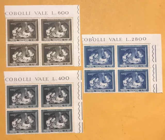 Ciudad Del Vaticano Sc#292-294 Sellos Postales Bloques De 4W/Selvage Mnh