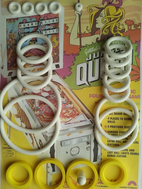 FLIPPETR GOTTLIEB -RACK'EM UP -KIT ELASTIQUES -DOIGT DE BATTEUR JAUNE