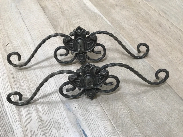 Victorian Nouveau Deco JUDD Drapery Valance Center Cast  Iron Medallions Pair