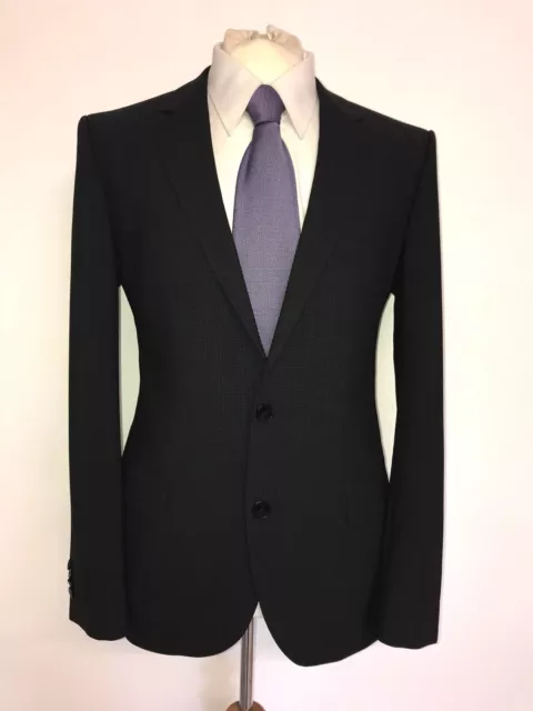 HUGO BOSS -Mens Slim Fit DARK GREY Check WOOL SUIT - 40 Reg -W34 L29 - WORN ONCE