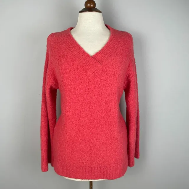 Anthropologie Coral Stretchy Oversized V-Neck Sweater Womens Size XS