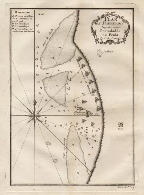 Portendick Mauritania West Africa Afrique Afrika map Karte Kupferstich Bellin