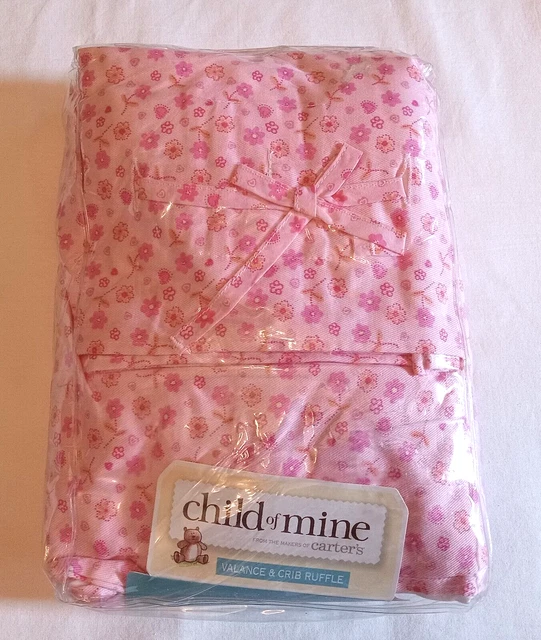 NIP Carters Child of Mine Valance and Crib Ruffle Set Pink Floral Baby Girl Gift