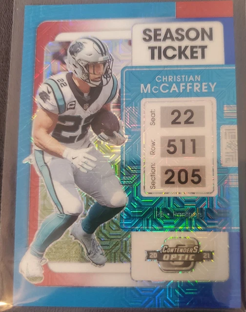 2021 Panini Contenders Optic Red White And Blue Parallel Christian McCaffrey /13