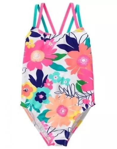 NWT Gymboree Girl Neon Flower swimsuit 1 pc SZ 5/6,7/8