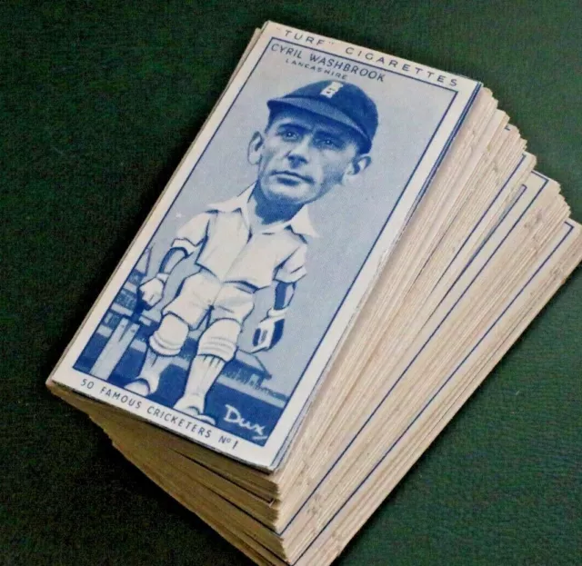 Famous Cricketers 1950, Turf Slides Carreras Cigarette Cards, Vg-Ex Cond.