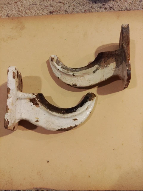 2 Antique Vintage Cast Iron Industrial Radiator  Hooks Wall Mount steam punk 2
