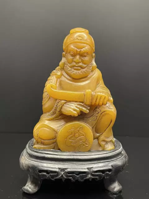 Chinese Natural Shoushan Stone Hand-carved Exquisite Xingxiu Arhat Statue 8422