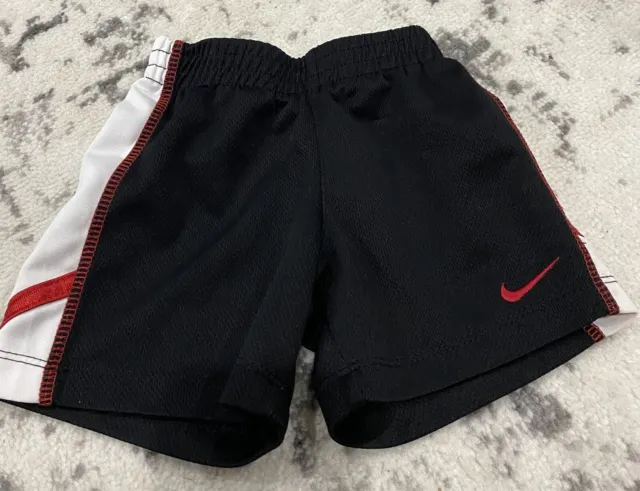 EUC Baby Boy’s Nike Dri-Fit Pull-on Black Striped Athletic Shorts 12 Months