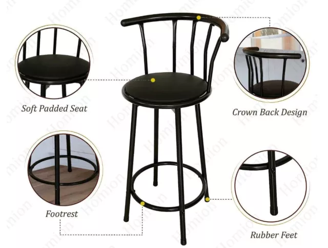 360° Swivel Breakfast Bar Stool Soft Leather Seat Round Tall Chair 2