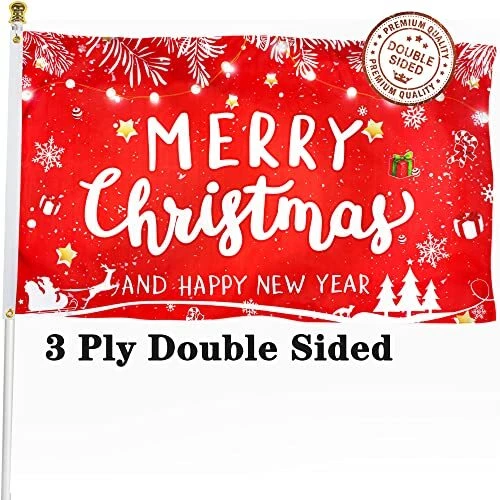 XIFAN Christmas Flag Double Sided 3x5 FT Outdoor, Large Merry Christmas and