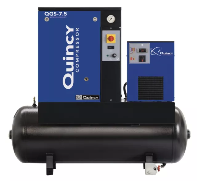 2022 New Quincy QGS-7.5 Rotary Screw Air Compressor 7.5 HP w Dryer & 60 G Tank