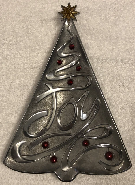 Lenox Enameled Christmas Tree Treat Dish Metal Candy Dish 10” x 7” x 1” EUC