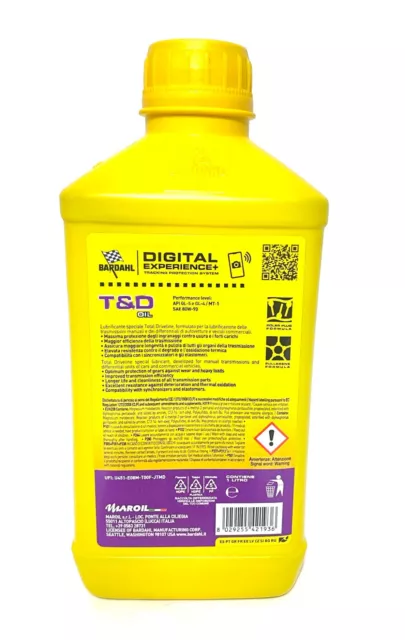 1 Litro Olio Trasmissioni Cambi Differenziali Bardahl Bardhal T&D TED 80W90 Moto 2