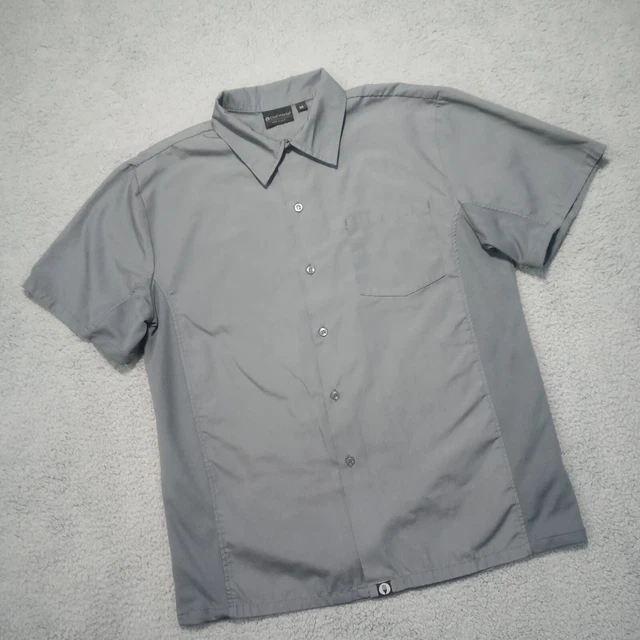 Chef Works Womens Universal Button Up Shirt M Gray Short Sleeve Mesh Vent Panels