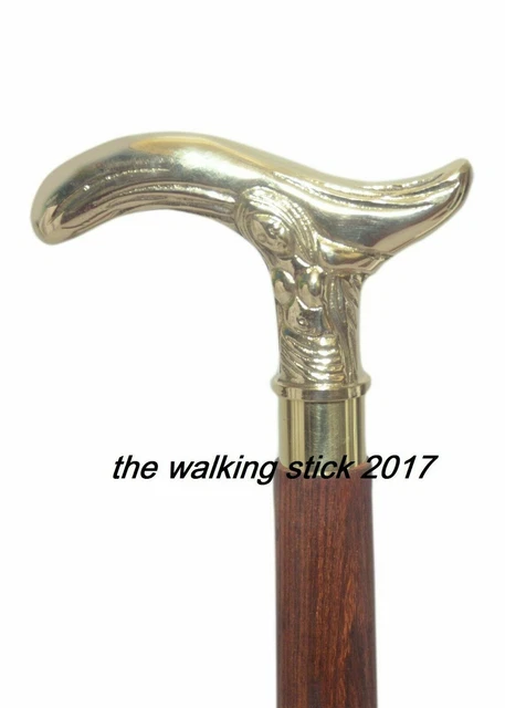 Solid Old Brass Eagle Head Gentleman's Vintage Cane Walking Black Wood Stick