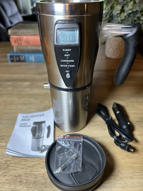 SmartGear Digital Heated Insulated Travel Mug 12V Charger LCD Display NEW in Box 6