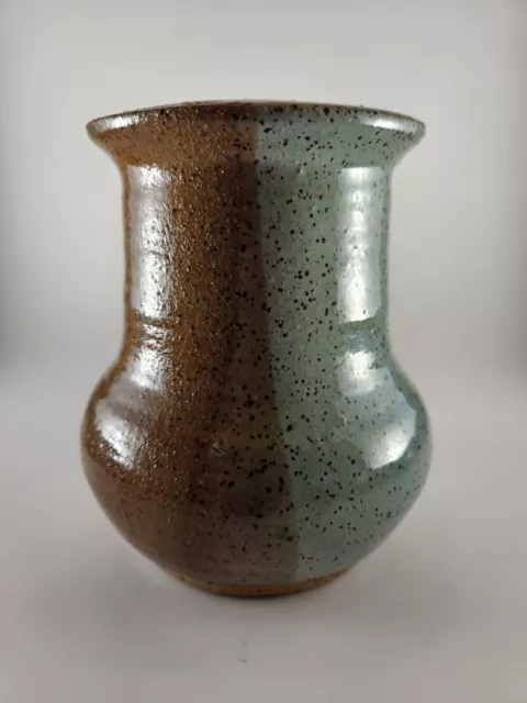 Studio Art Pottery Vase Drip Glaze Signed Vintage Mid Century Modern, Beautiful!