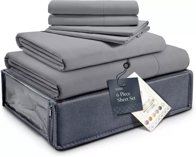 BELADOR Silky Soft Queen Sheet Set - Luxury 6 Piece Bed Sheets for Queen Size Be