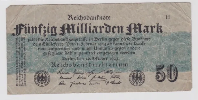 50 Milliarden Mark Banknote Berlin 26.Oktober 1923 Rosenberg 122 b (138738)