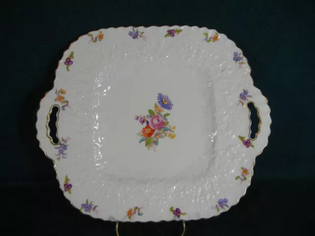 Copeland Spode Savoy Dresden Rose Y2958 Handled 11 1/8" Cake / Cookie Plate