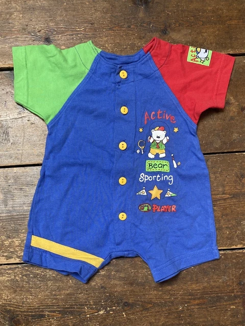 Romper vintage neonato 0-1 mese coccinella anni '90 coccinella ragazzi colore a blocchi