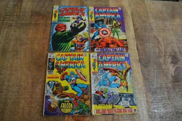 Captain America #115 119 126 127 (Marvel, 1969-1970) Red Skull app Lot of 4