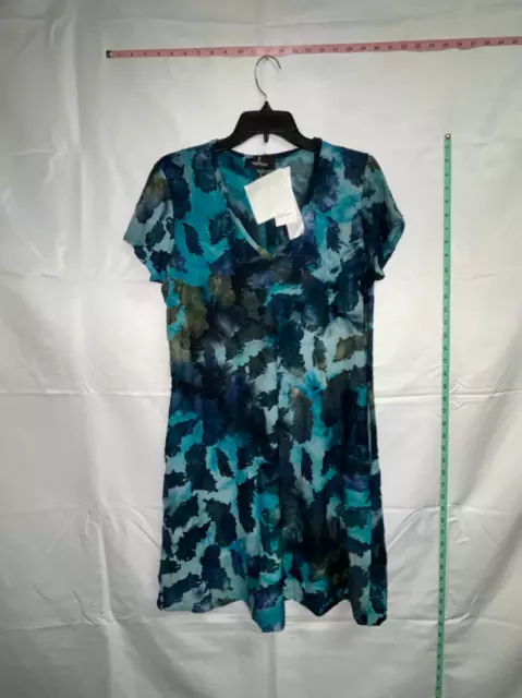 MSRP $98 Karen Kane Blue Abstract Shirt Dress Size Medium