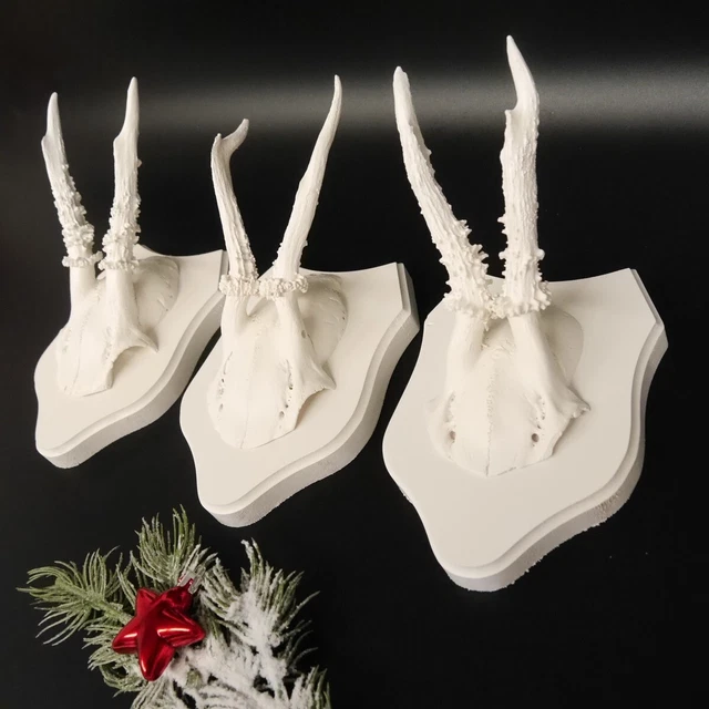 3 Pieza Cornamenta de Corzo Blanco Decorativos Signos Ciervo Decoración 26.1.122