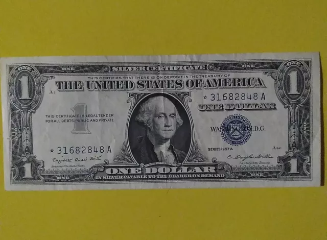 One Dollar Bill Silver Certificate Blue Seal  And Star Series 1957A