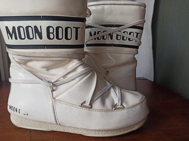 MOON BOOT Originali Tecnica DOPOSCI DONNA BIANCO LUCIDO TG. 38 -usati