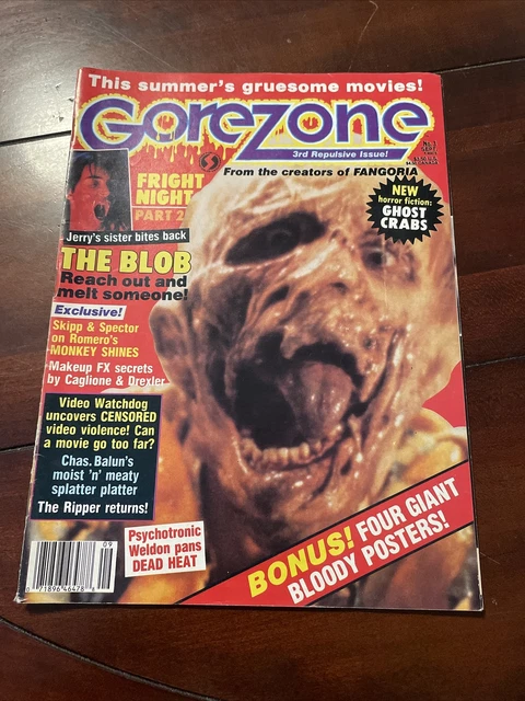 1988 GOREZONE Horror Magazine #3 VG 4.0 The Blob / Fright Night w/ 4 Posters