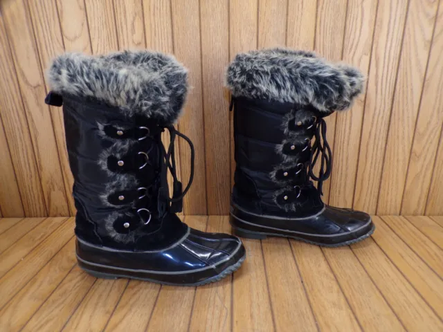 Khombu "Bryce" Women's Black Fur Trimmed Winter Waterproof Snow Boot Black Sz 7M