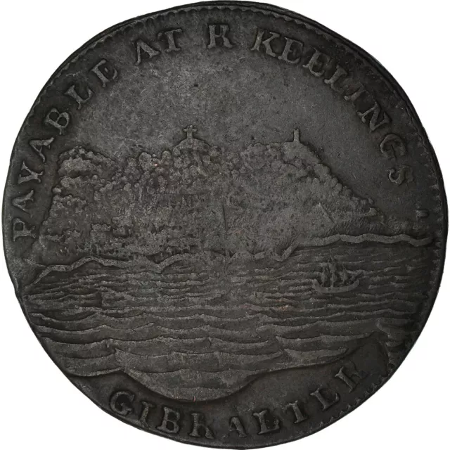 [#841964] Coin, Gibraltar, 2 Quarts, 1802, VF, Copper, KM:Tn2.2