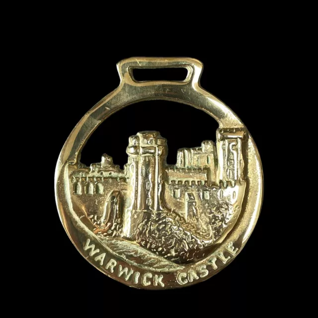 ANTIQUE C1900 WARWICK Castle Solid Brass Horse Saddle Harness Medallion  Ornament £9.99 - PicClick UK