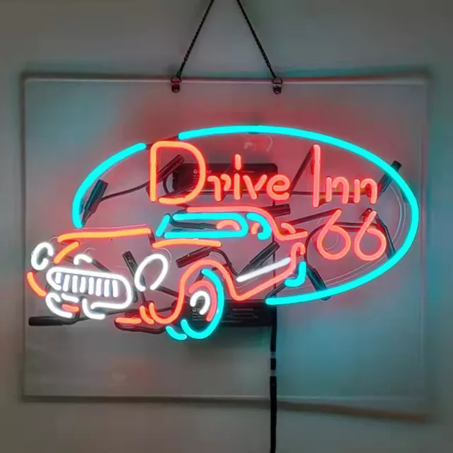 Drive Inn 66 Neon Sign 19"x15"Lamp Bar Pub Store Wall Deocr Artwork Gift 2