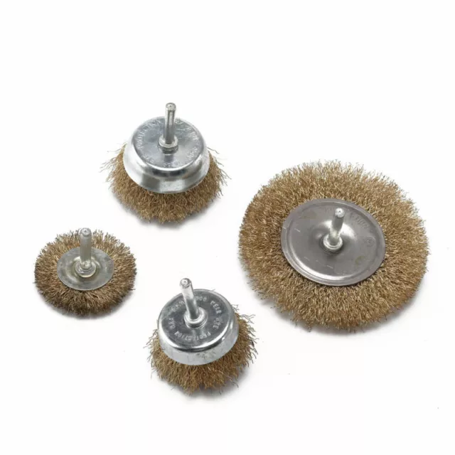12x Drill Wire Wheel Brush Cup & Flat Crimped Steel Drill Attachments Brushes UK 2
