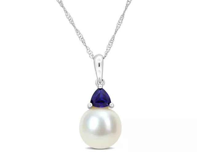 9-9.5mm White Freshwater Cultured Drop Pearl Pendant Necklace in 14K Yellow Gold