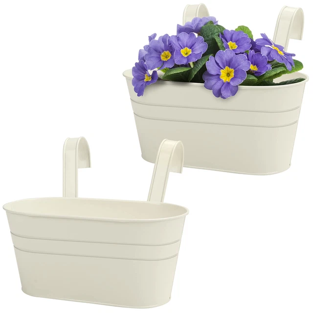 Belle Vous Hängender Blumentopf aus Metall in Creme (2 Stk) - 27 x 12 cm - Hänge