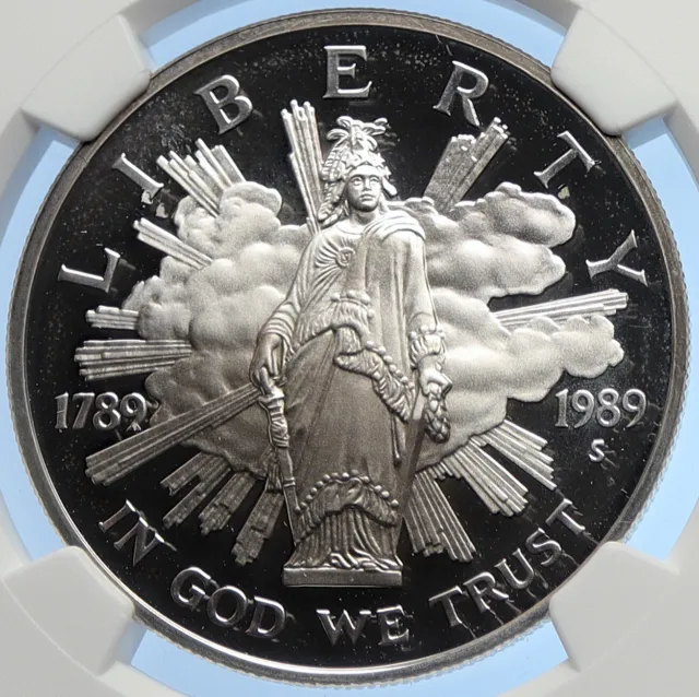 1989 S UNITED STATES USA Congress Bicentennial SILVER Dollar Coin NGC i106249