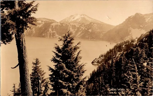 RPPC Postcard Crater Lake National Park 1928 Klamath Agency Oregon OR     E-641
