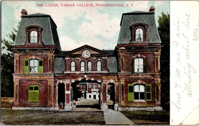 New York NY Poughkeepsie Vassar College The Lodge 1907 Old Vintage Postcard