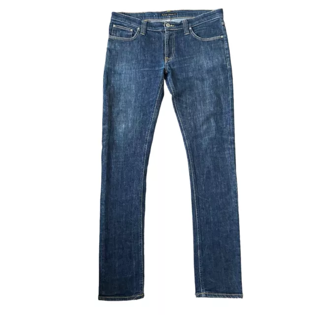 Nudie Mens Tight Long John Blue Stretch Denim Jeans Size W 32 L 34
